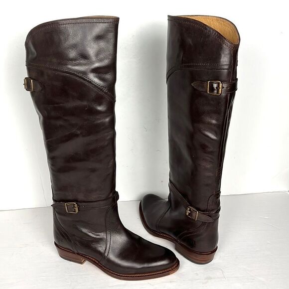 FRYE Dorado Riding Dark Brown Leather Boots - Picture 1 of 14